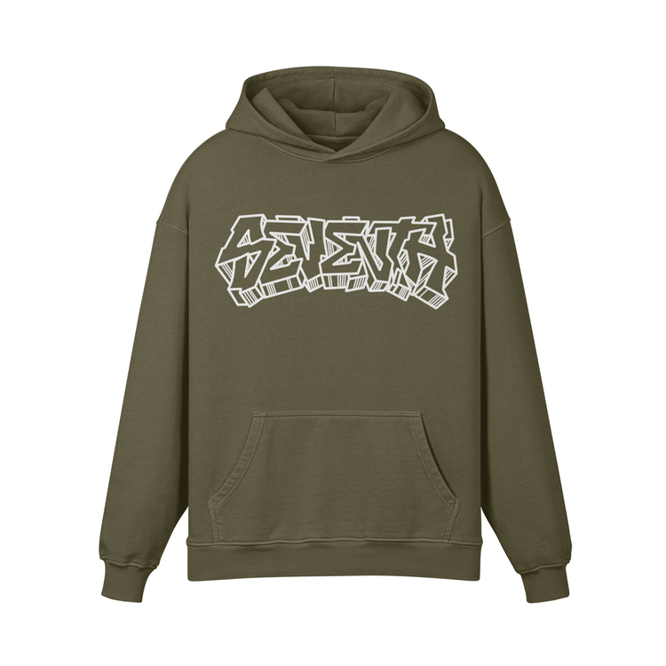 Seventh House Graffiti Super Heavyweight Oversized Retro Hoodie - Seventh House